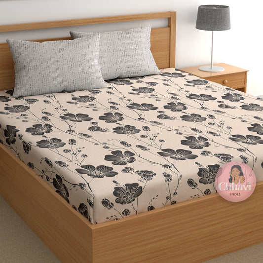 CHHAVI INDIA 210 TC Microfiber Printed King Size Bedsheet With 2 Pillow Covers