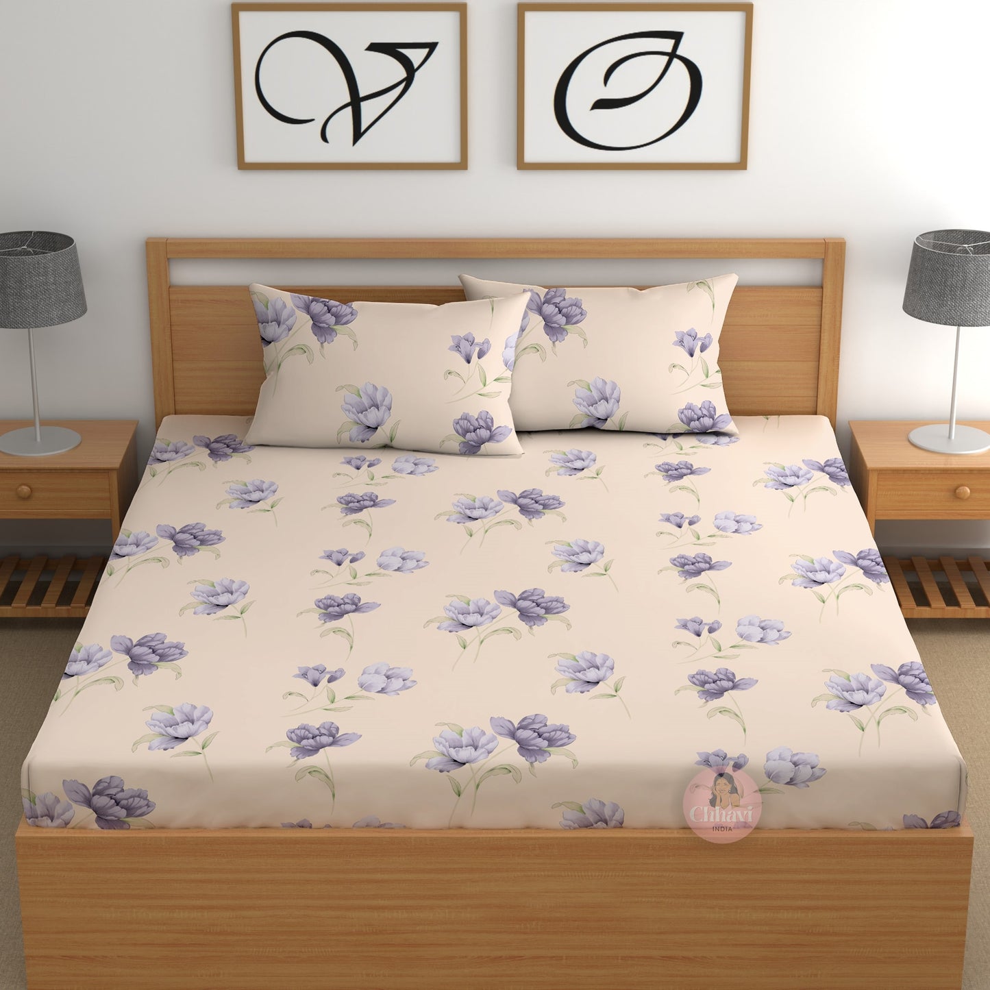 CHHAVI INDIA 210 TC Microfiber Printed Double Bedsheet With Pillow Covers