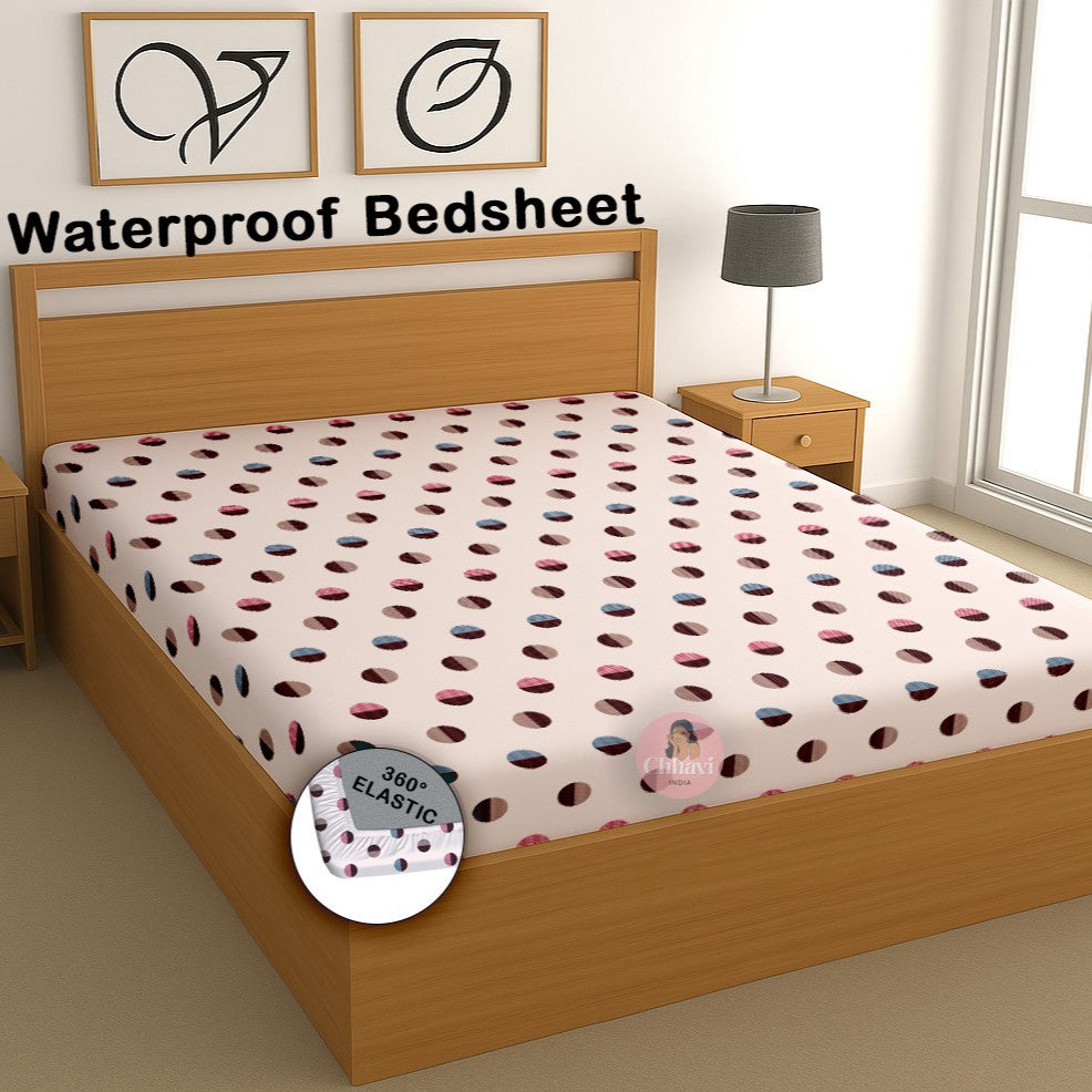 CHHAVI INDIA 210 TC Microfiber Waterproof Printed Fitted (Elastic) Bedsheet