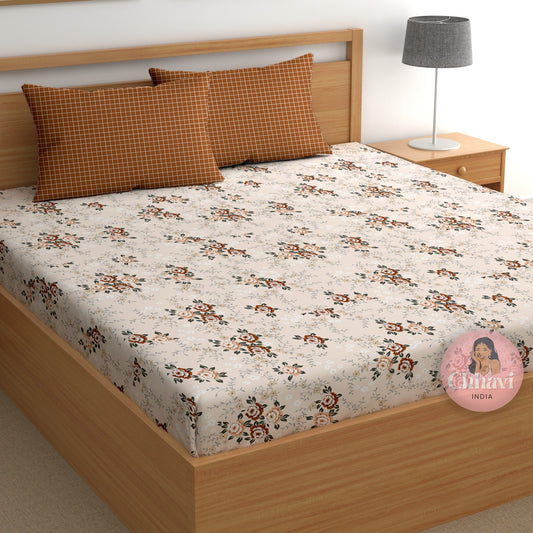 CHHAVI INDIA 210 TC Microfiber Printed King Size Bedsheet With 2 Pillow Covers