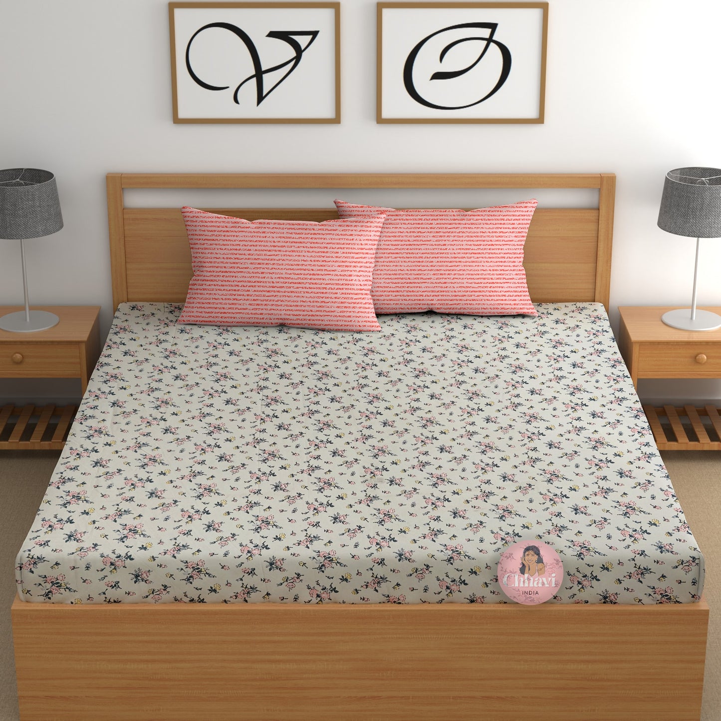 CHHAVI INDIA 210 TC Microfiber Printed King Size Bedsheet With Pillow Covers