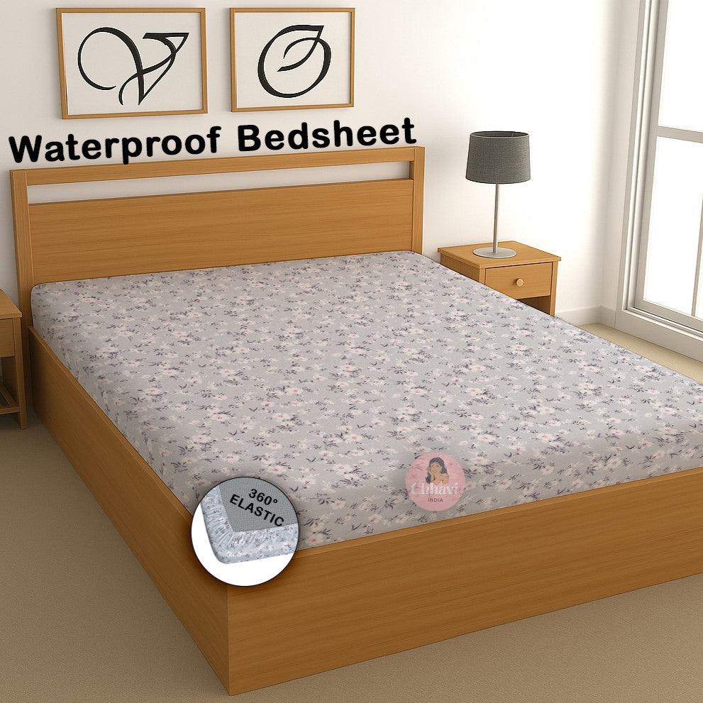 CHHAVI INDIA 210 TC Microfiber Waterproof Printed Fitted (Elastic) Bedsheet