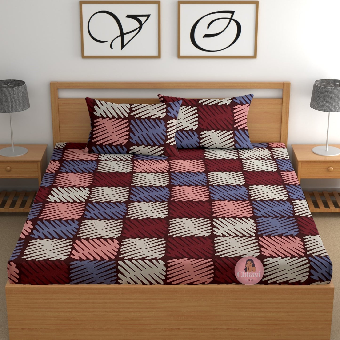 CHHAVI INDIA 210 TC Microfiber Printed Double Bedsheet With Pillow Covers