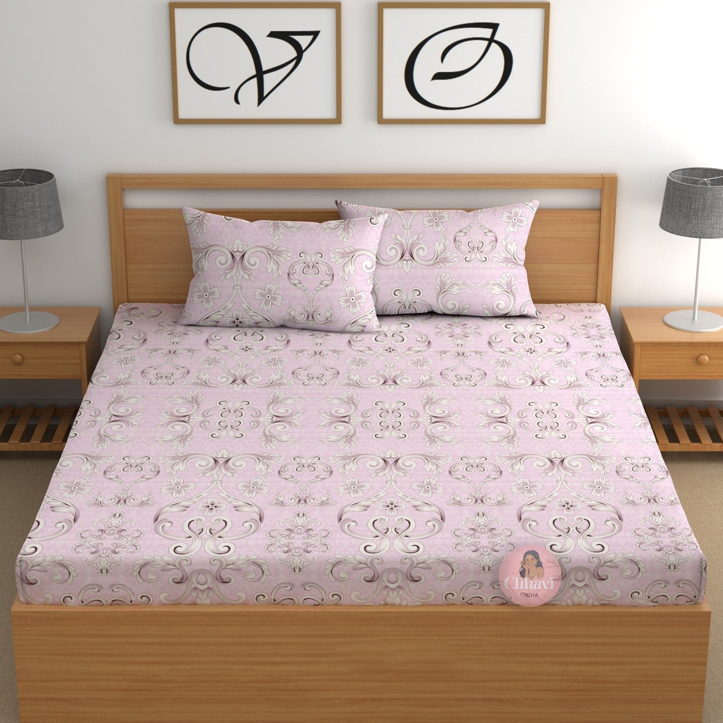 CHHAVI INDIA 210 TC Microfiber Printed King Size Bedsheet With Pillow Covers