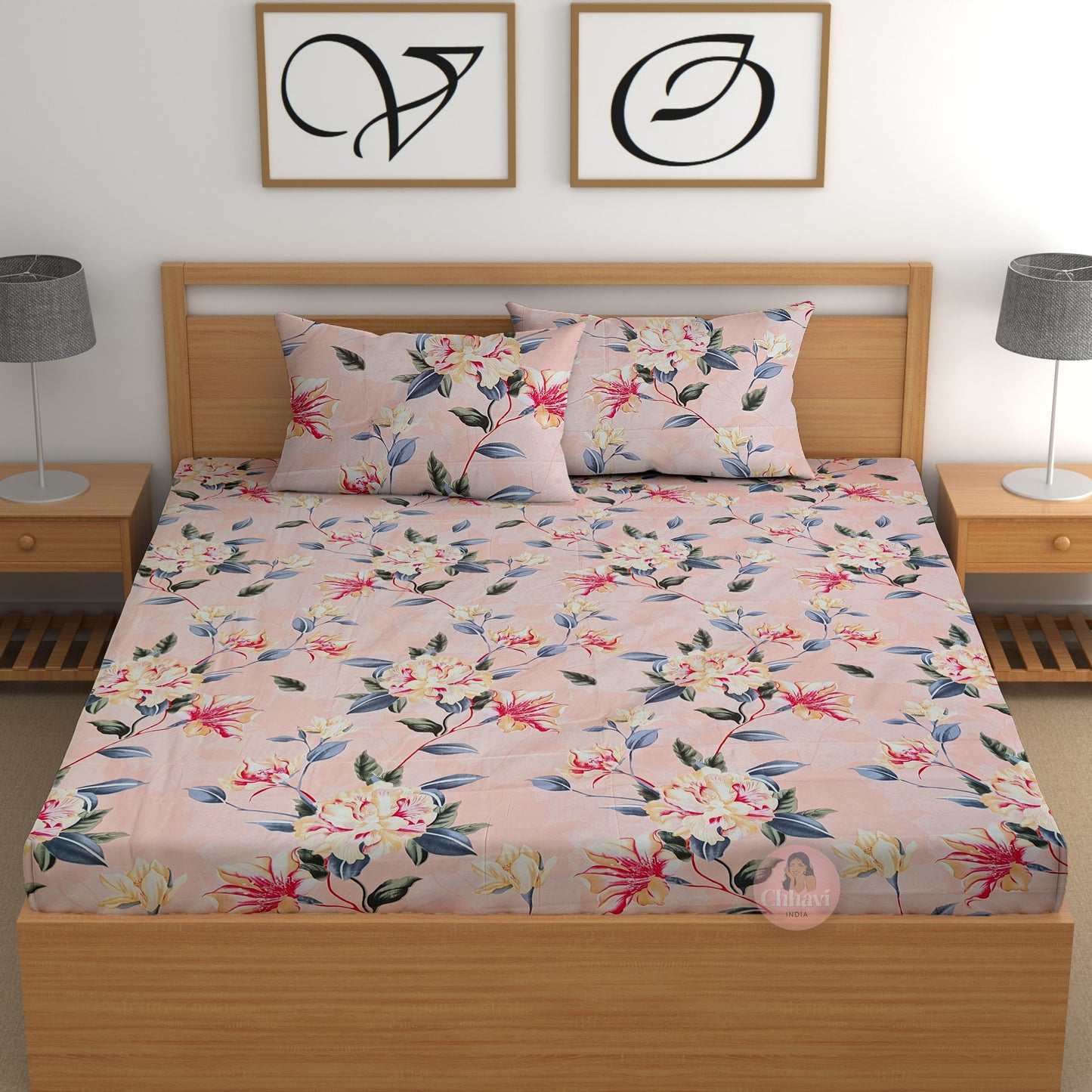CHHAVI INDIA 210 TC Microfiber Printed King Size Bedsheet With Pillow Covers