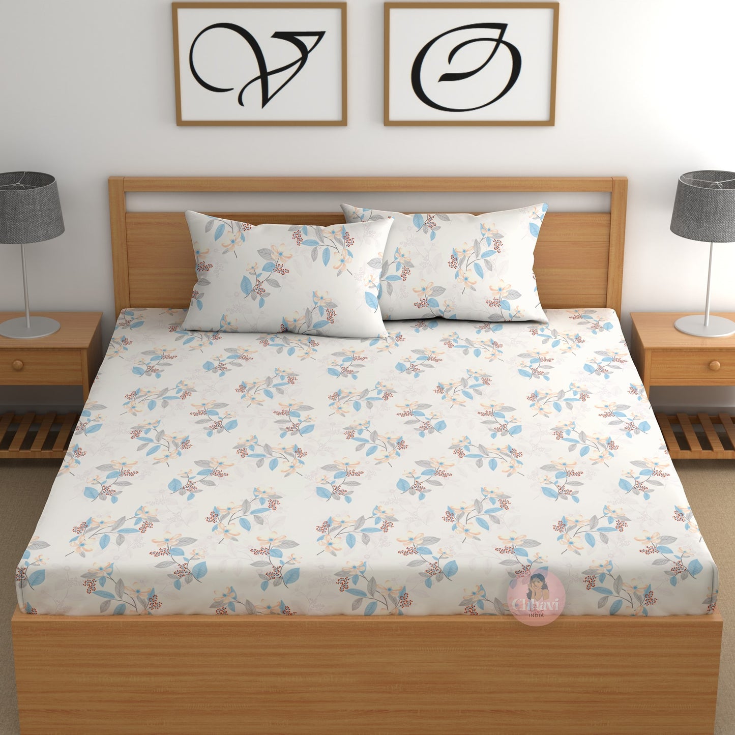 CHHAVI INDIA 210 TC Microfiber Printed Double Bedsheet With Pillow Covers