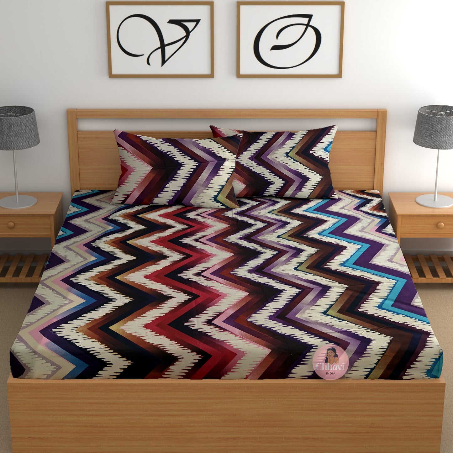 CHHAVI INDIA 210 TC Microfiber Printed Double Bedsheet With Pillow Covers