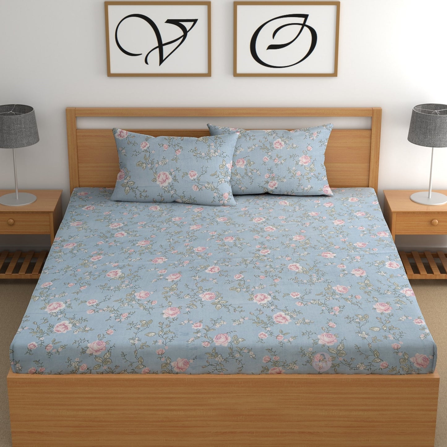 CHHAVI INDIA 210 TC Microfiber Printed King Size Bedsheet With Pillow Covers