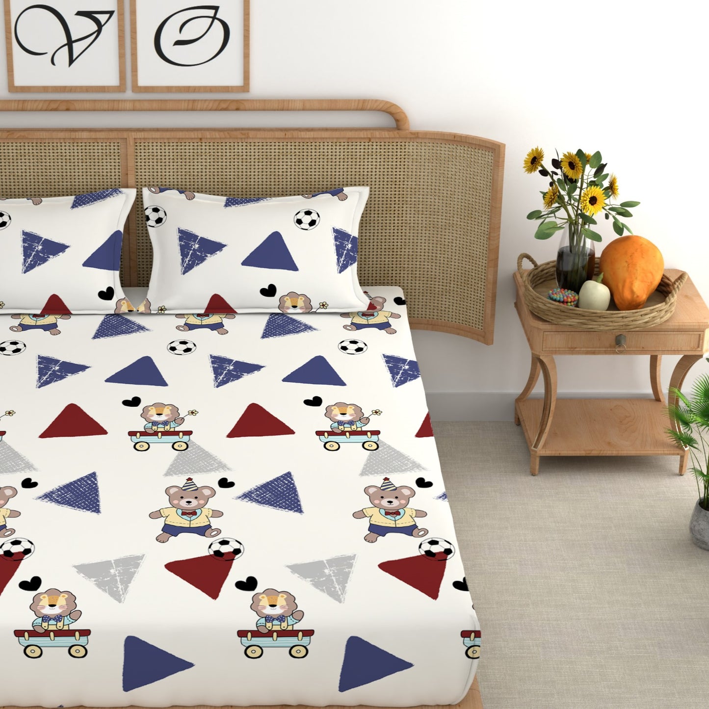 CHHAVI INDIA 210 TC Microfiber Double Fitted  Size Printed Bedsheet with pillow covers