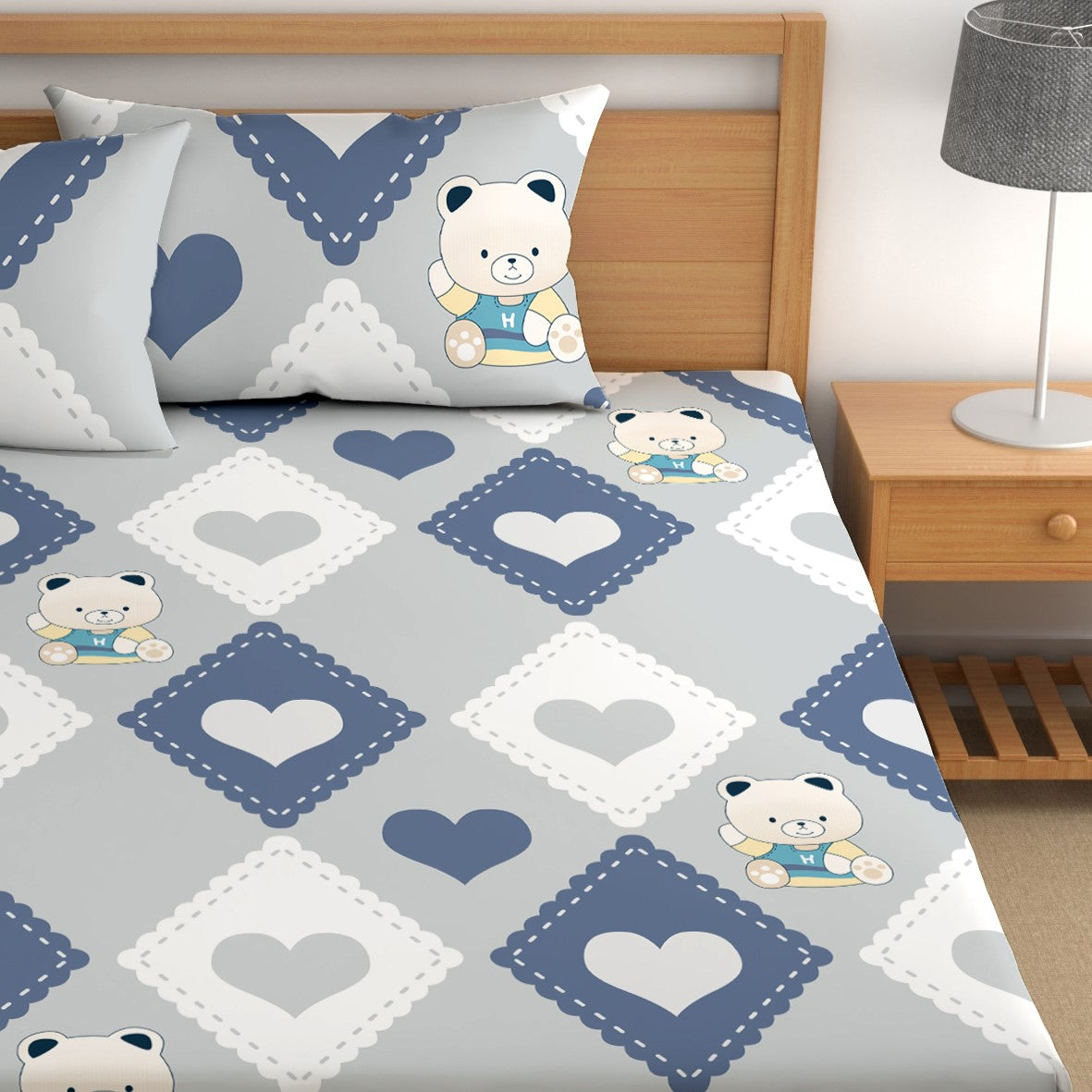 CHHAVI INDIA 210 TC Microfiber Double Fitted  Size Printed Bedsheet with pillow covers