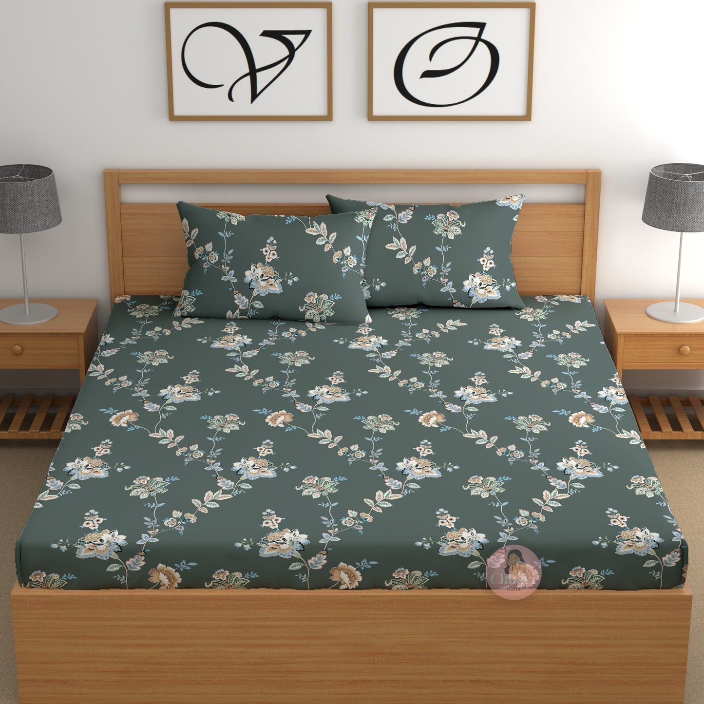 CHHAVI INDIA 210 TC Microfiber Printed Double Bedsheet With Pillow Covers