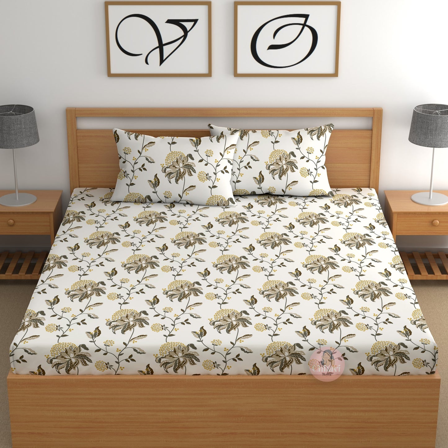 CHHAVI INDIA 210 TC Microfiber Printed Double Bedsheet With Pillow Covers