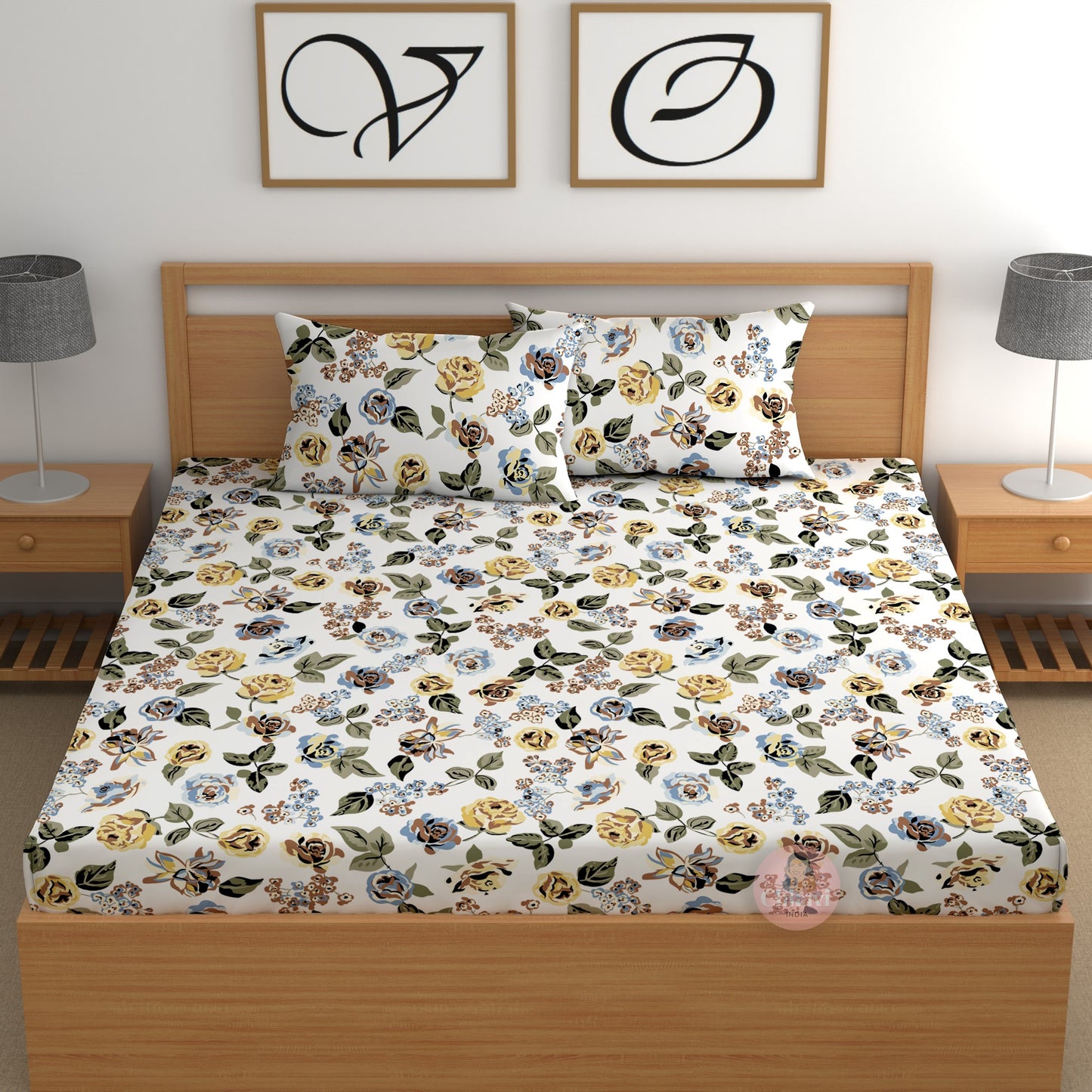 CHHAVI INDIA 210 TC Microfiber Printed Double Bedsheet With Pillow Covers