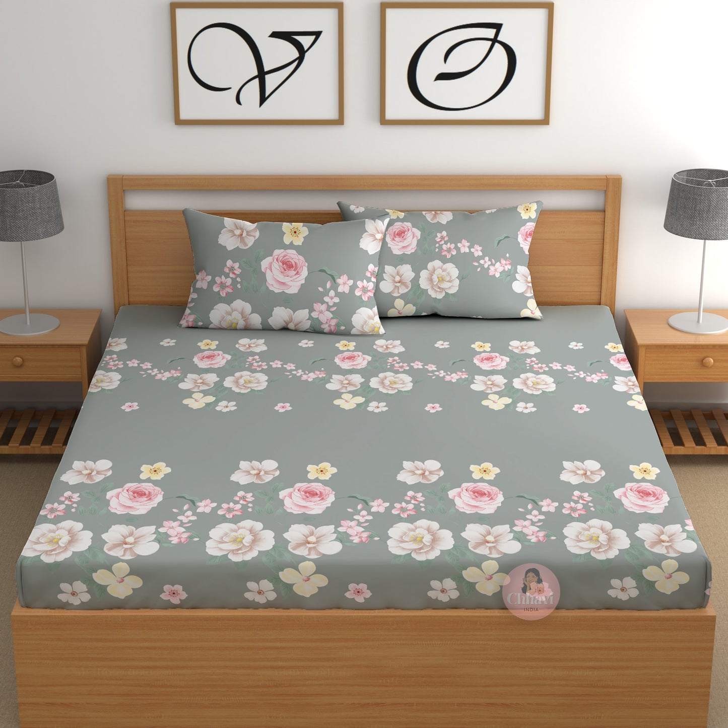 CHHAVI INDIA 210 TC Microfiber Printed Double Bedsheet With 2 Pillow Covers
