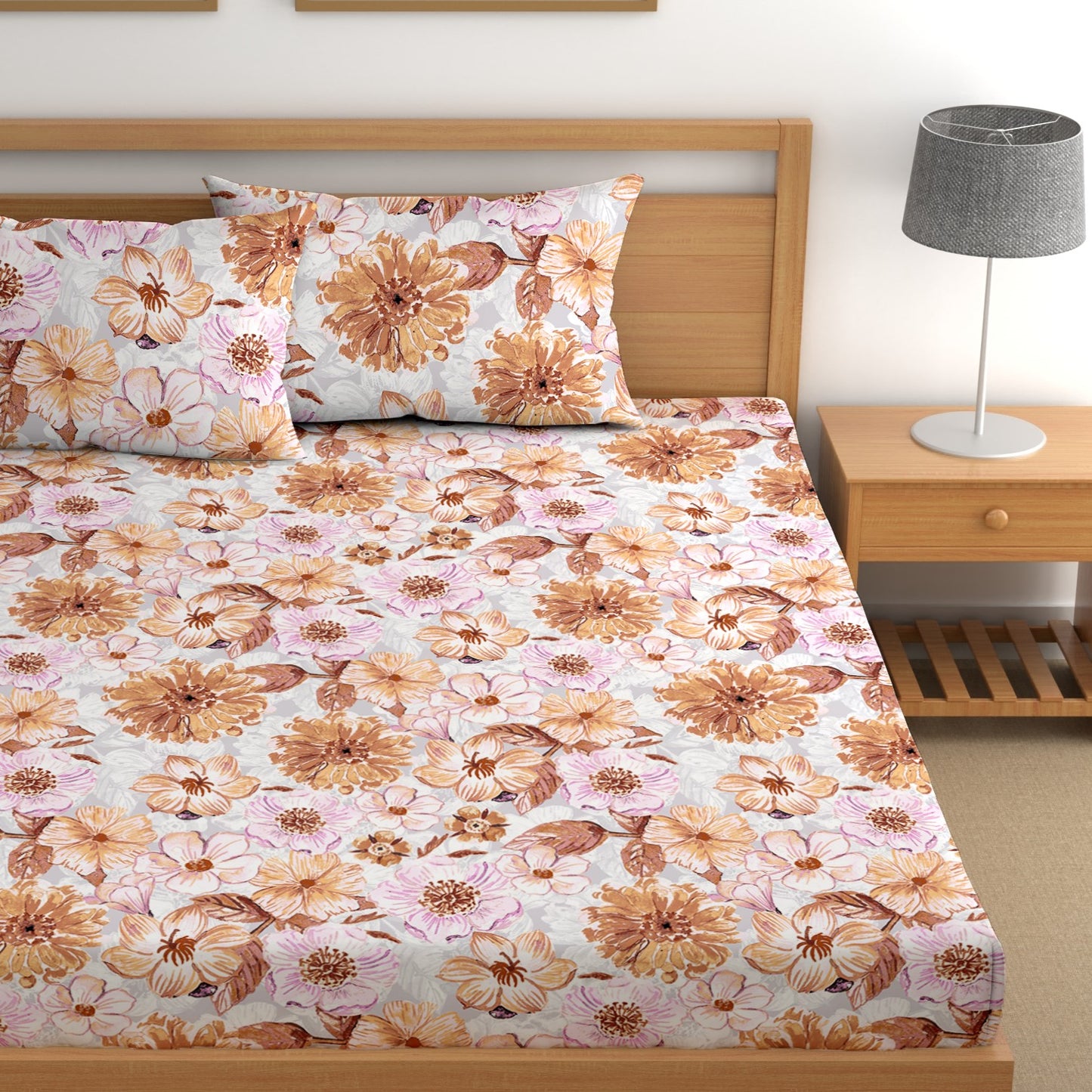 CHHAVI INDIA 210 TC Microfiber Printed Double Bedsheet With Pillow Covers