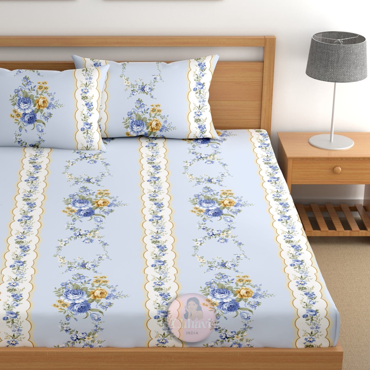 CHHAVI INDIA 210 TC Microfiber Printed Double Bedsheet With 2 Pillow Covers