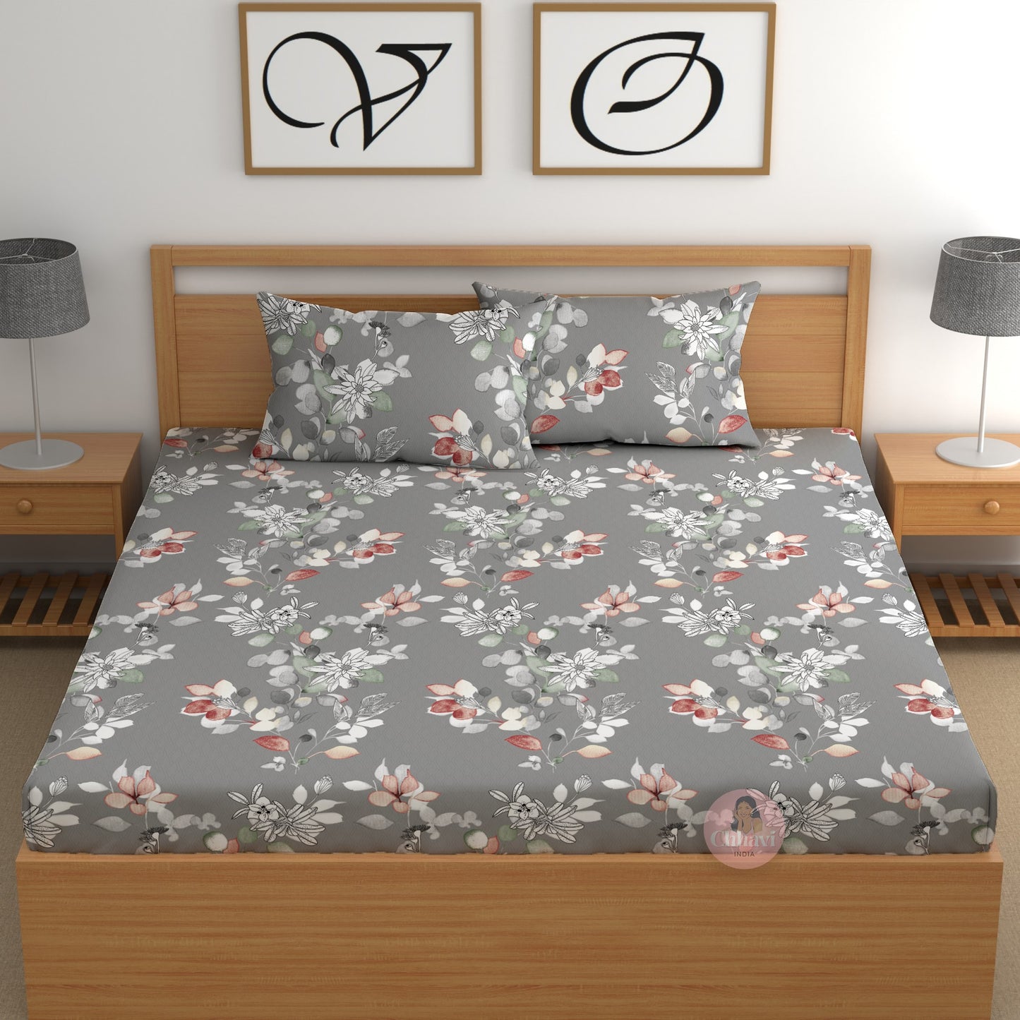 CHHAVI INDIA 210 TC Microfiber Printed Double Bedsheet With Pillow Covers