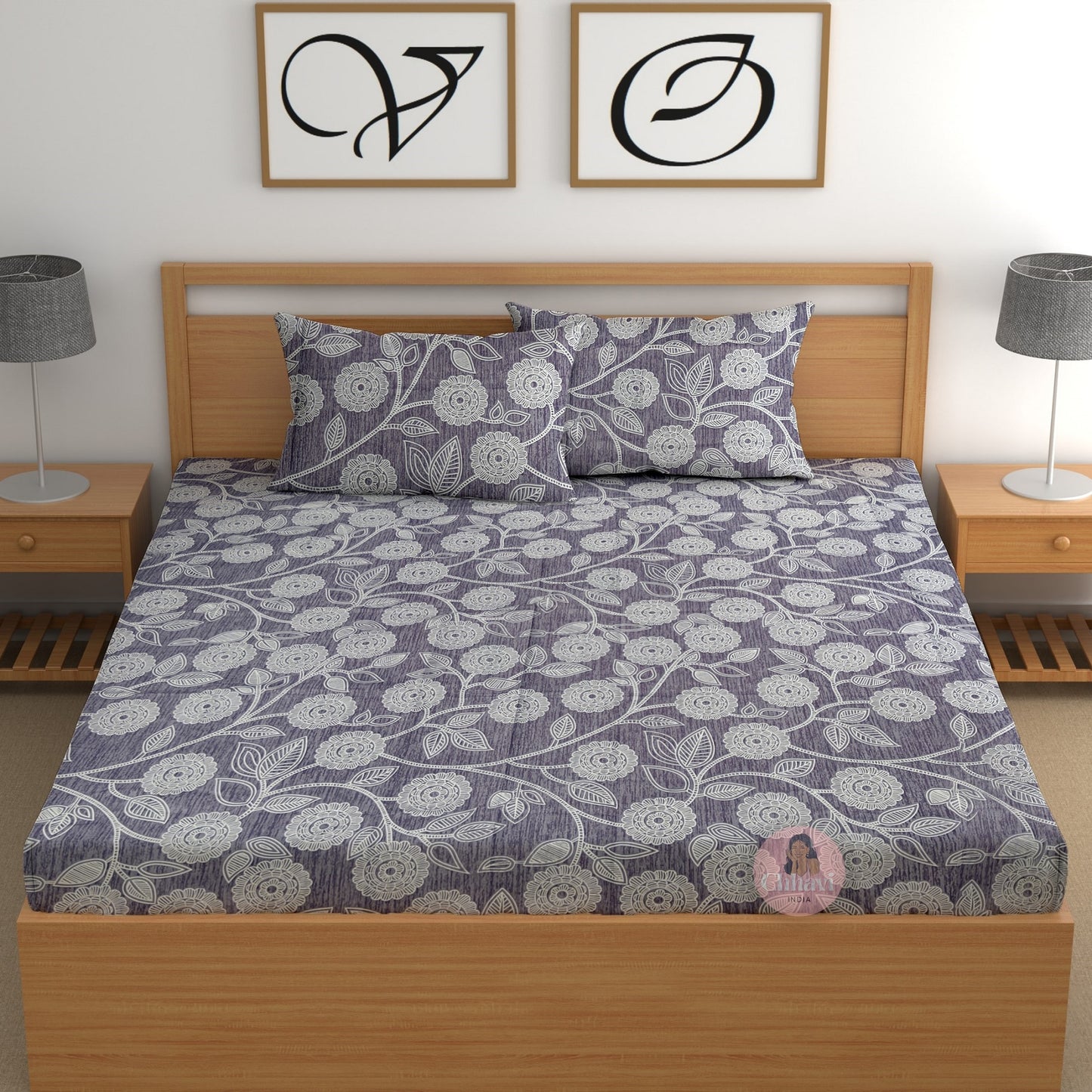 CHHAVI INDIA 210 TC Microfiber Printed King Size Bedsheet With Pillow Covers