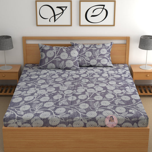 CHHAVI INDIA 210 TC Microfiber Printed King Size Bedsheet With Pillow Covers