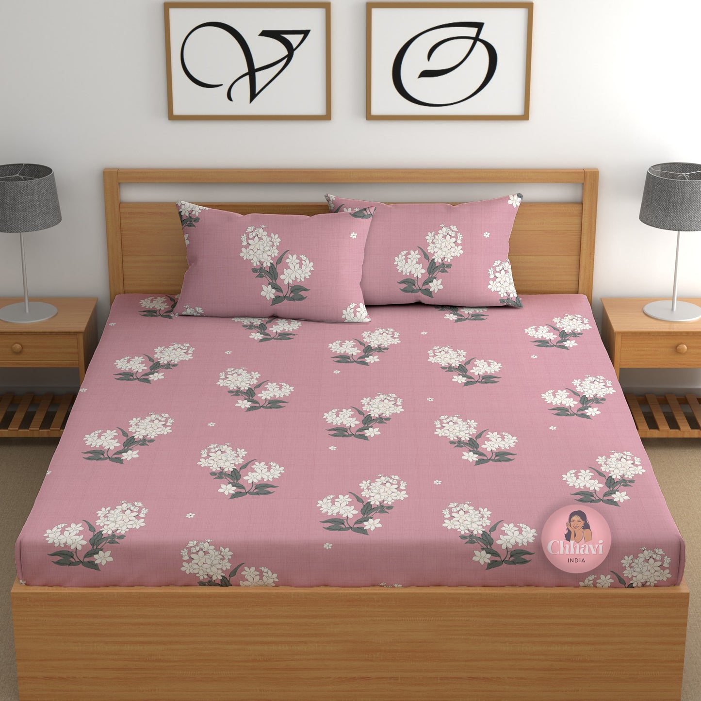 CHHAVI INDIA 210 TC Microfiber Printed Double Bedsheet With 2 Pillow Covers