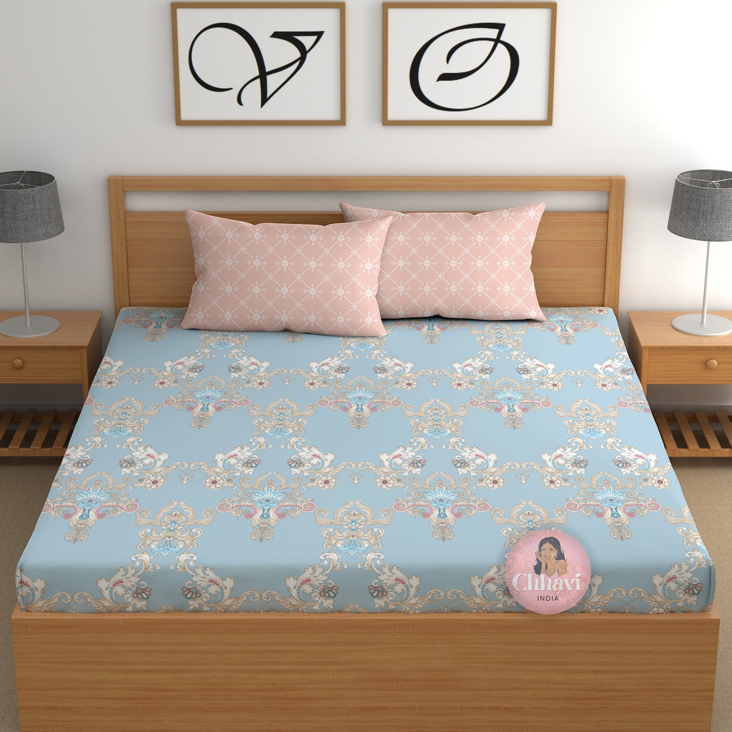CHHAVI INDIA 210 TC Microfiber Printed King Size Bedsheet With Pillow Covers