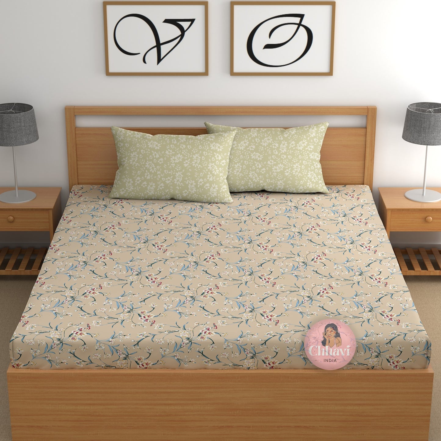 CHHAVI INDIA 210 TC Microfiber Printed Double Bedsheet With Pillow Covers