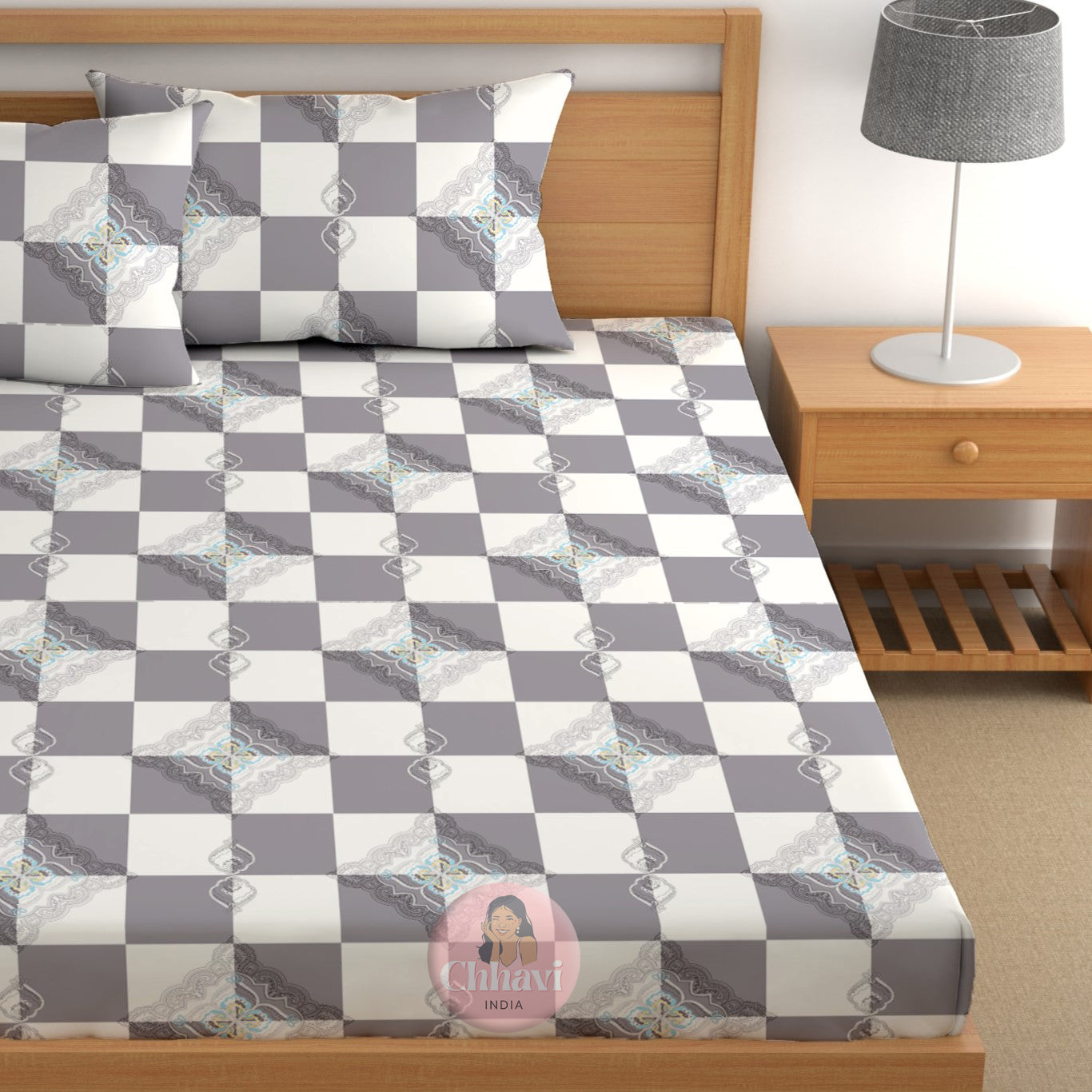 CHHAVI INDIA 210 TC Microfiber Printed King Size Bedsheet With Pillow Covers
