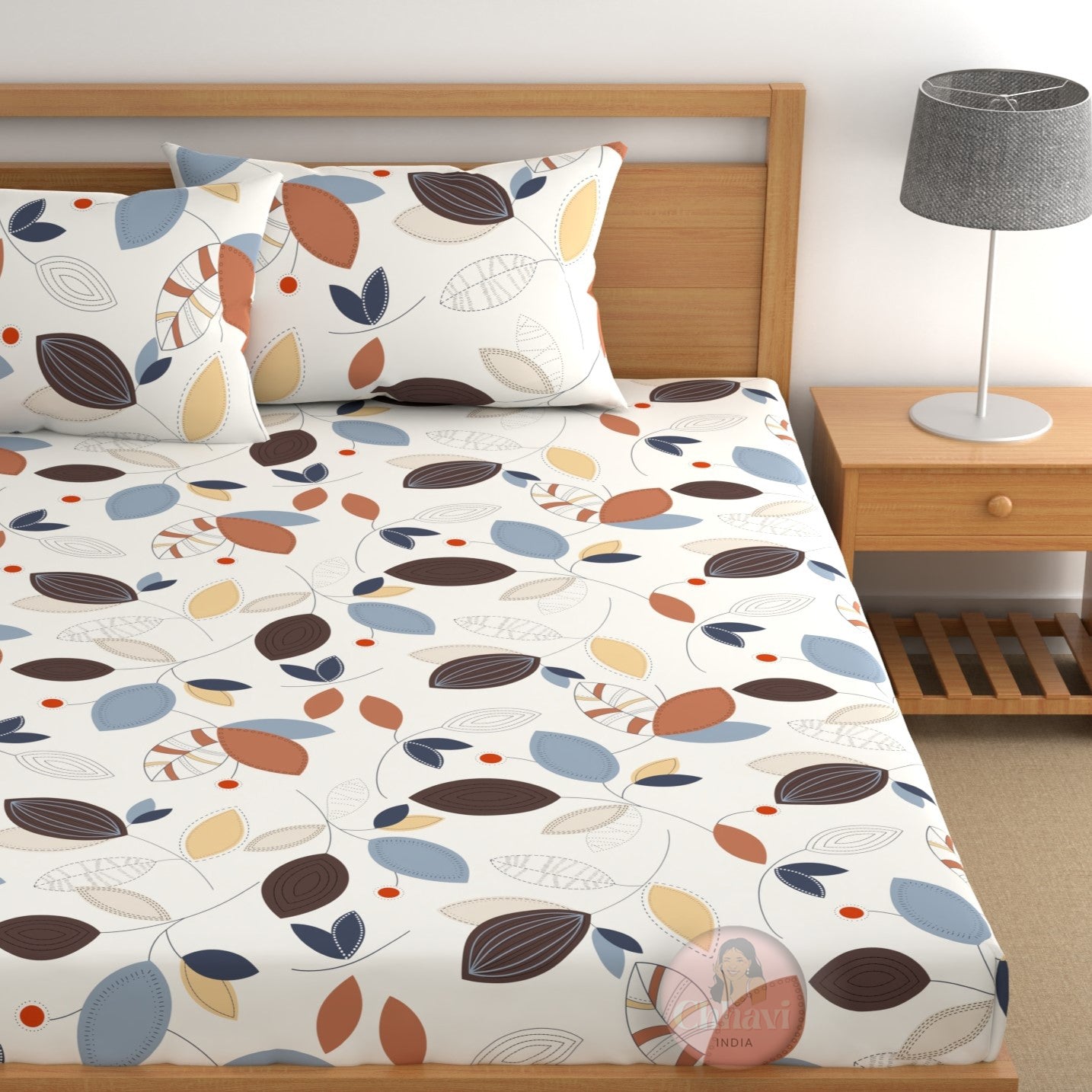CHHAVI INDIA 210 TC Microfiber Printed King Size Bedsheet With Pillow Covers