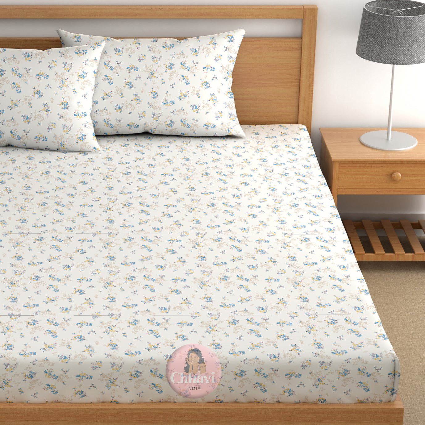 CHHAVI INDIA 210 TC Microfiber Printed King Size Bedsheet With Pillow Covers