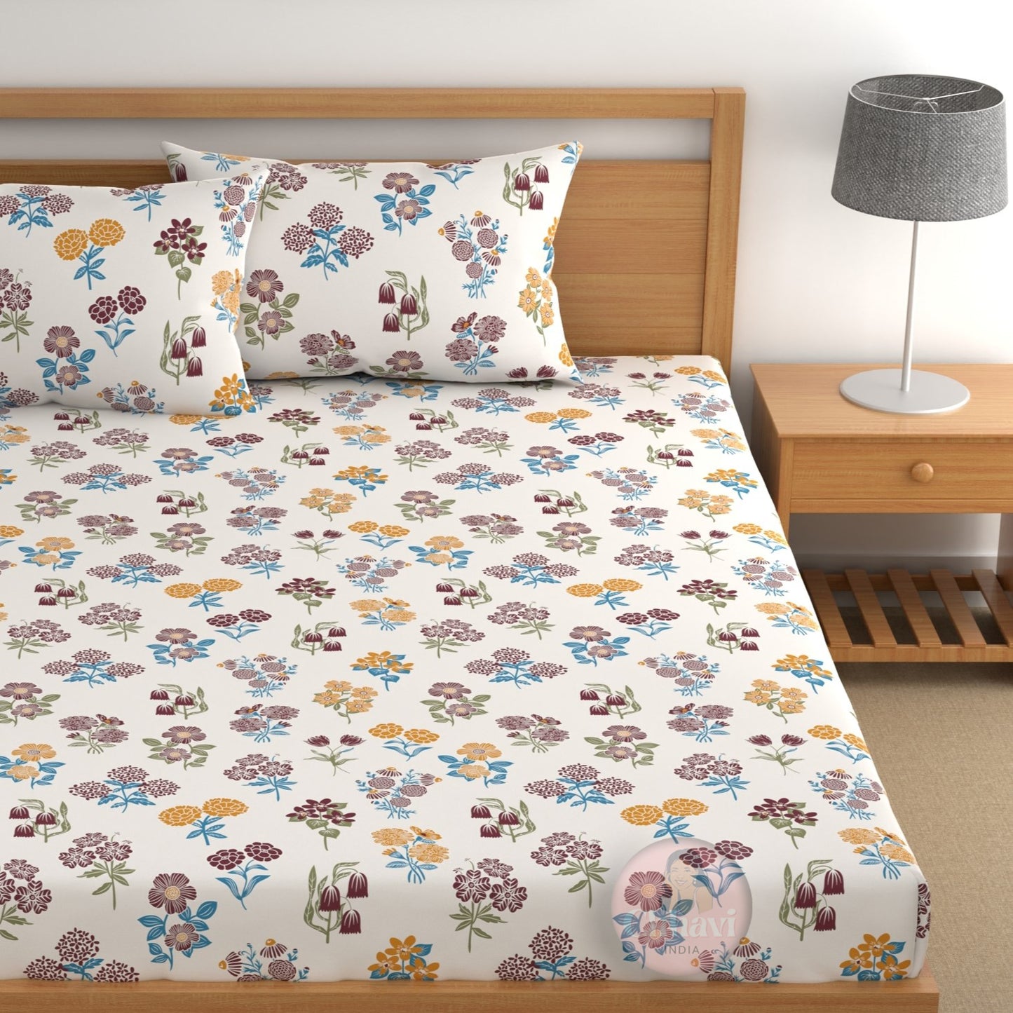 CHHAVI INDIA 210 TC Microfiber Printed Double Bedsheet With 2 Pillow Covers