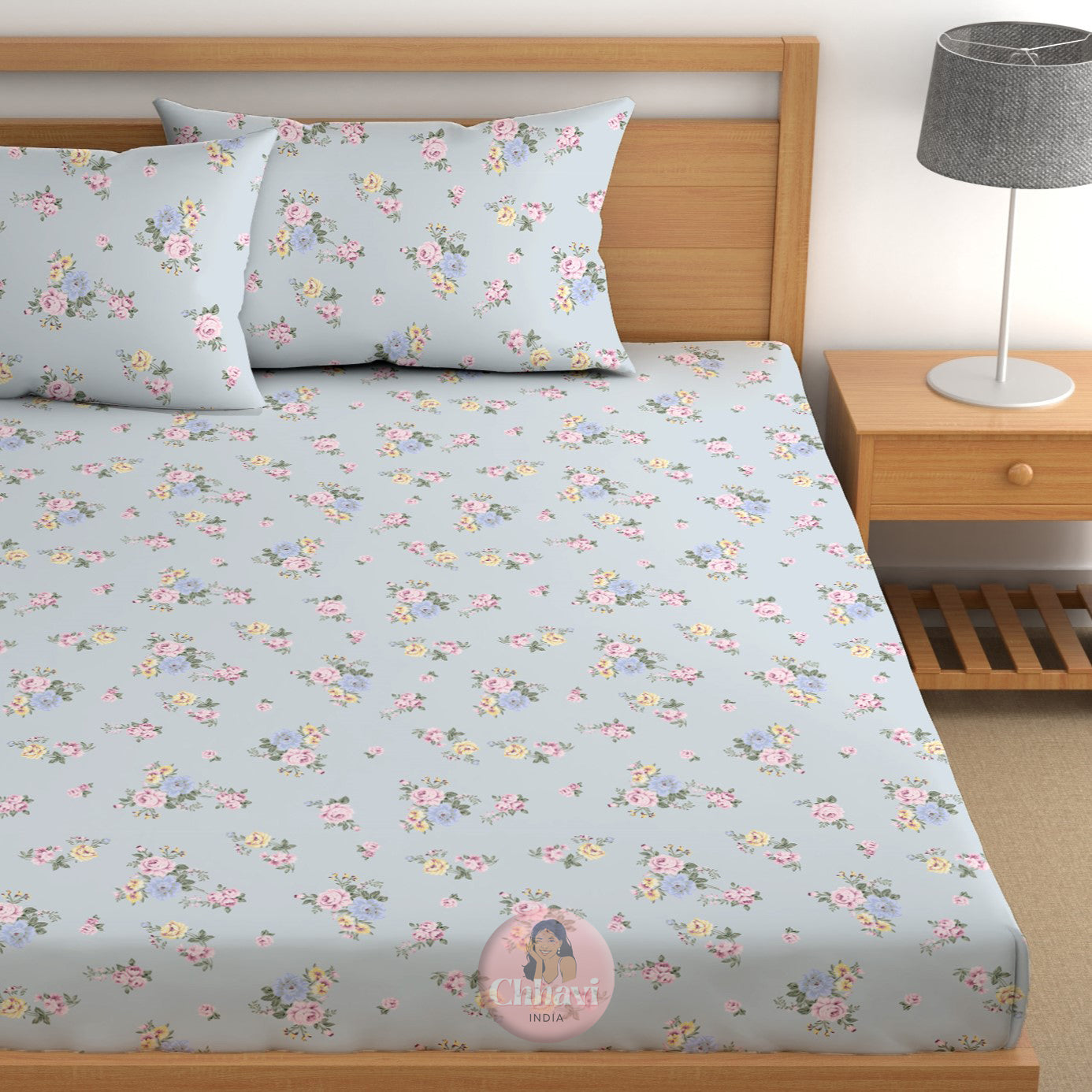 CHHAVI INDIA 210 TC Microfiber Printed King Size Bedsheet With Pillow Covers