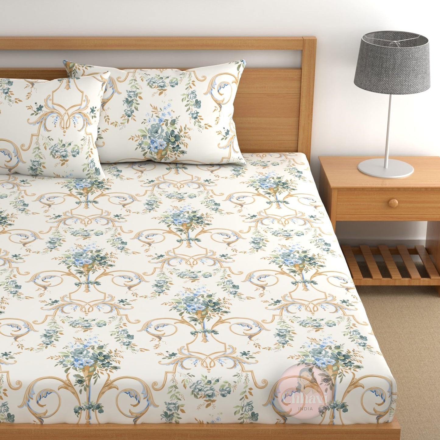 CHHAVI INDIA 210 TC Microfiber Printed Double Bedsheet With 2 Pillow Covers