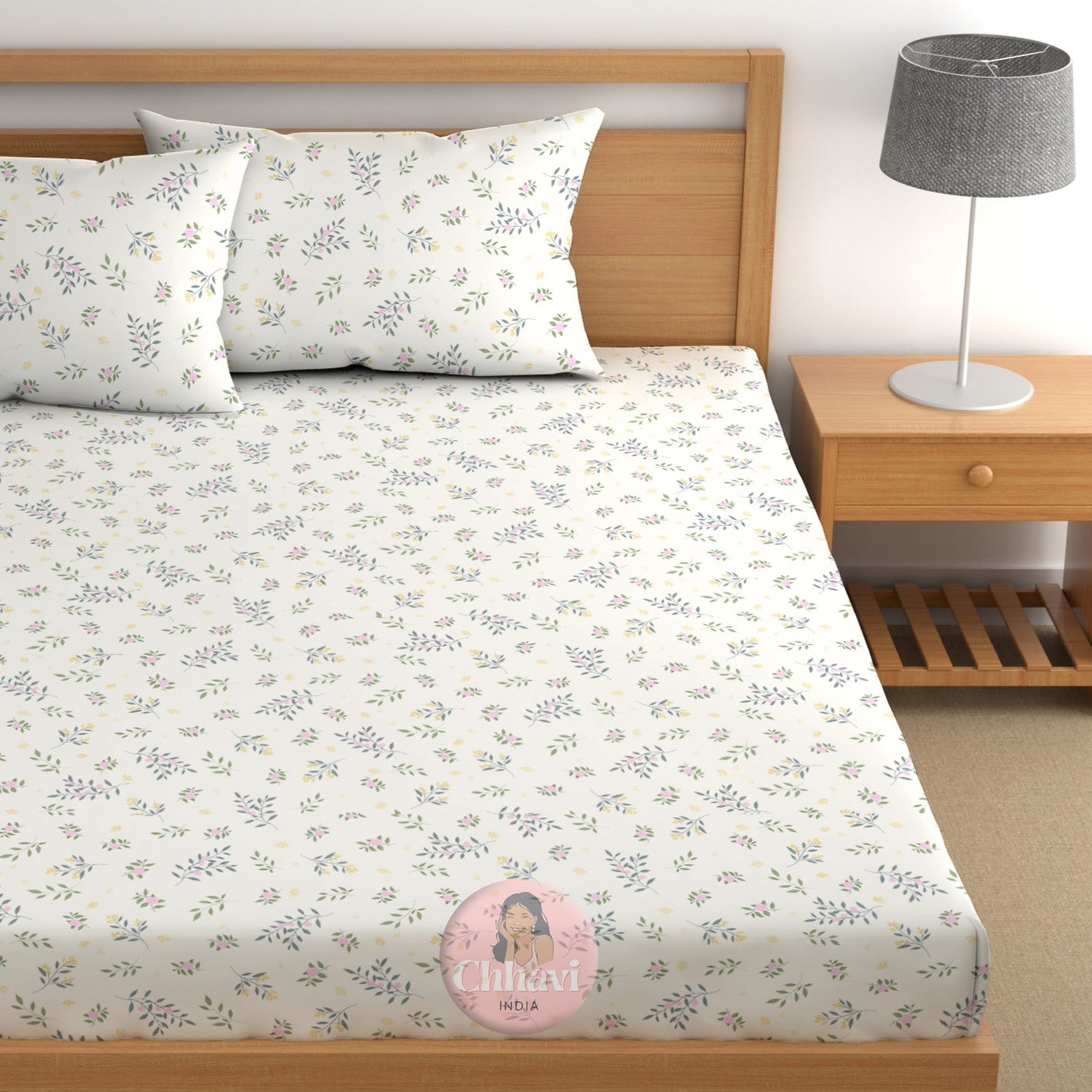 CHHAVI INDIA 210 TC Microfiber Printed King Size Bedsheet With Pillow Covers