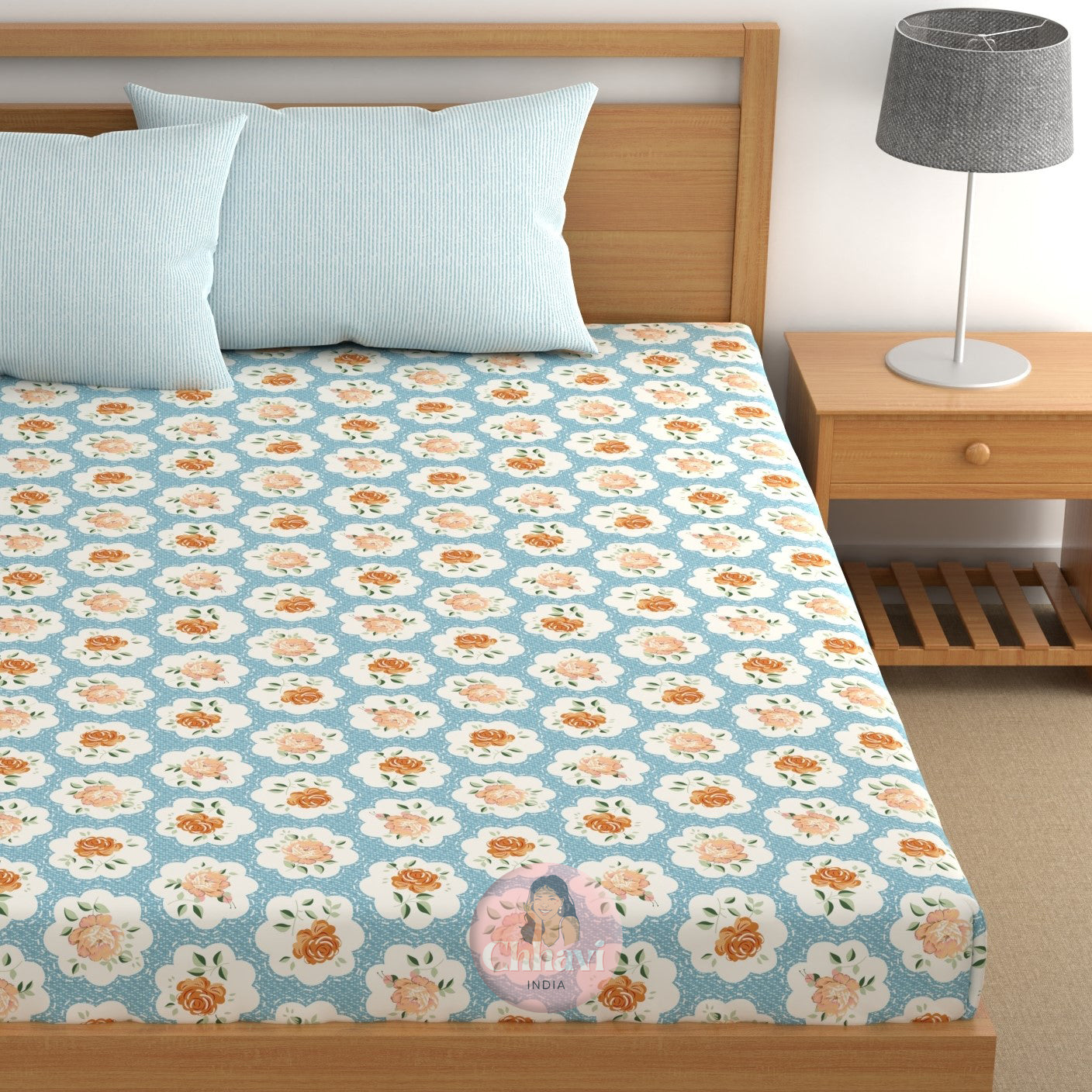 CHHAVI INDIA 210 TC Microfiber Printed Double Bedsheet With Pillow Covers
