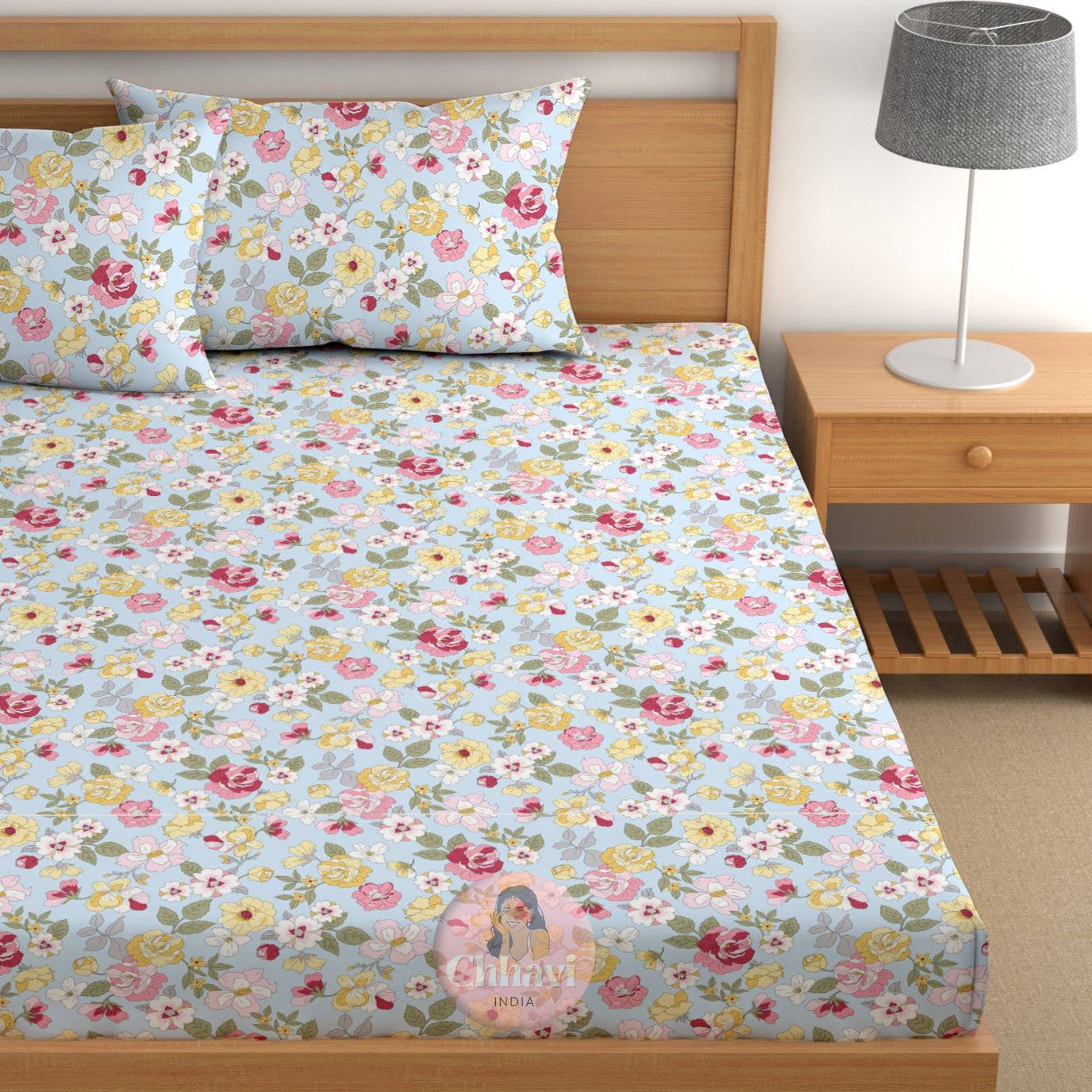 CHHAVI INDIA 210 TC Microfiber Printed King Size Bedsheet With Pillow Covers