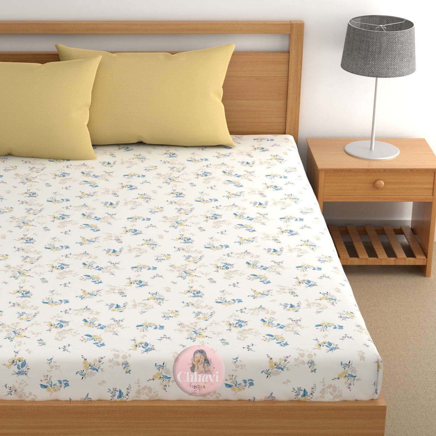 CHHAVI INDIA 210 TC Microfiber Printed Double Bedsheet With Pillow Covers