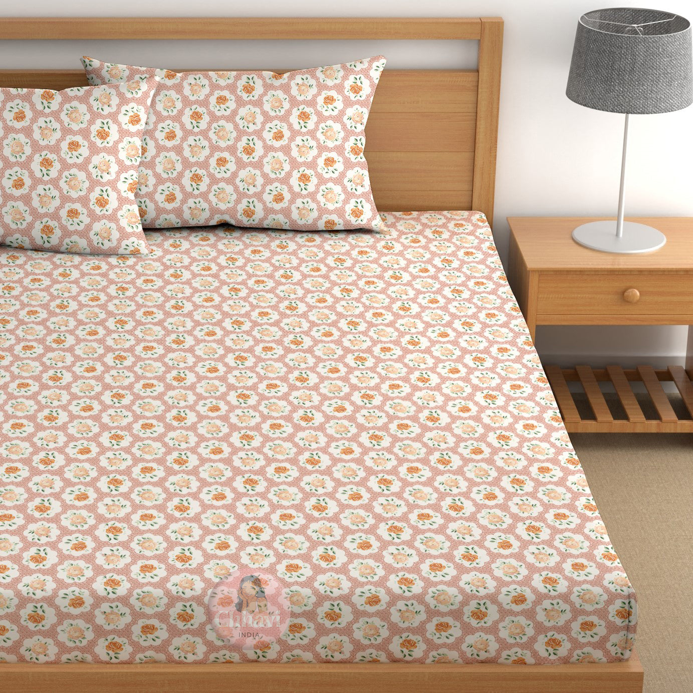 CHHAVI INDIA 210 TC Microfiber Printed King Size Bedsheet With Pillow Covers