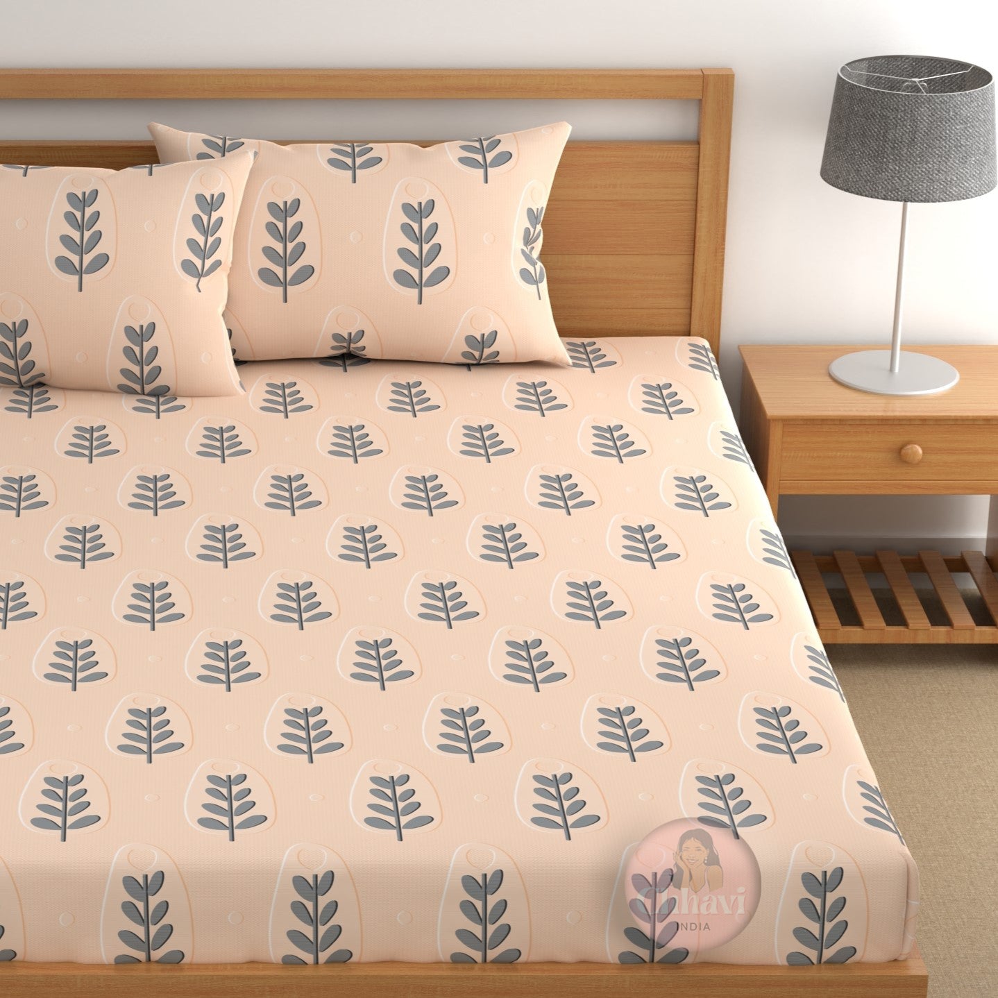 CHHAVI INDIA 210 TC Microfiber Fitted Double Size Printed Bedsheet With 2 Pillow covers