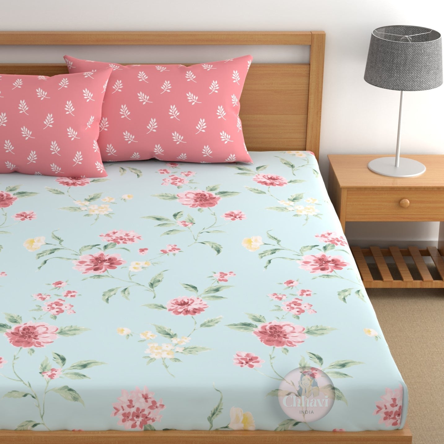 CHHAVI INDIA 210 TC Microfiber Printed King Size Bedsheet With Pillow Covers