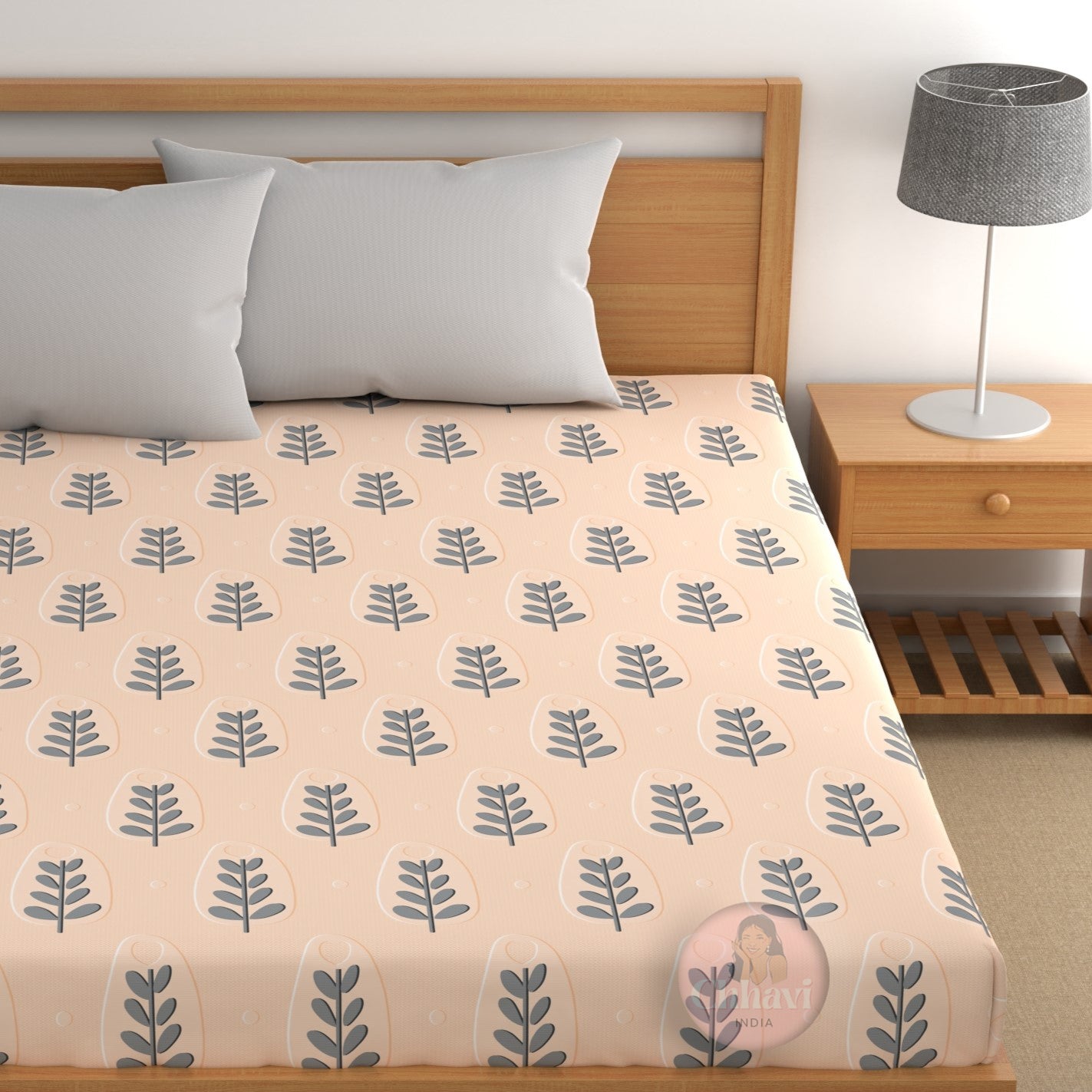 CHHAVI INDIA 210 TC Microfiber Double Fitted  Size Printed Bedsheet