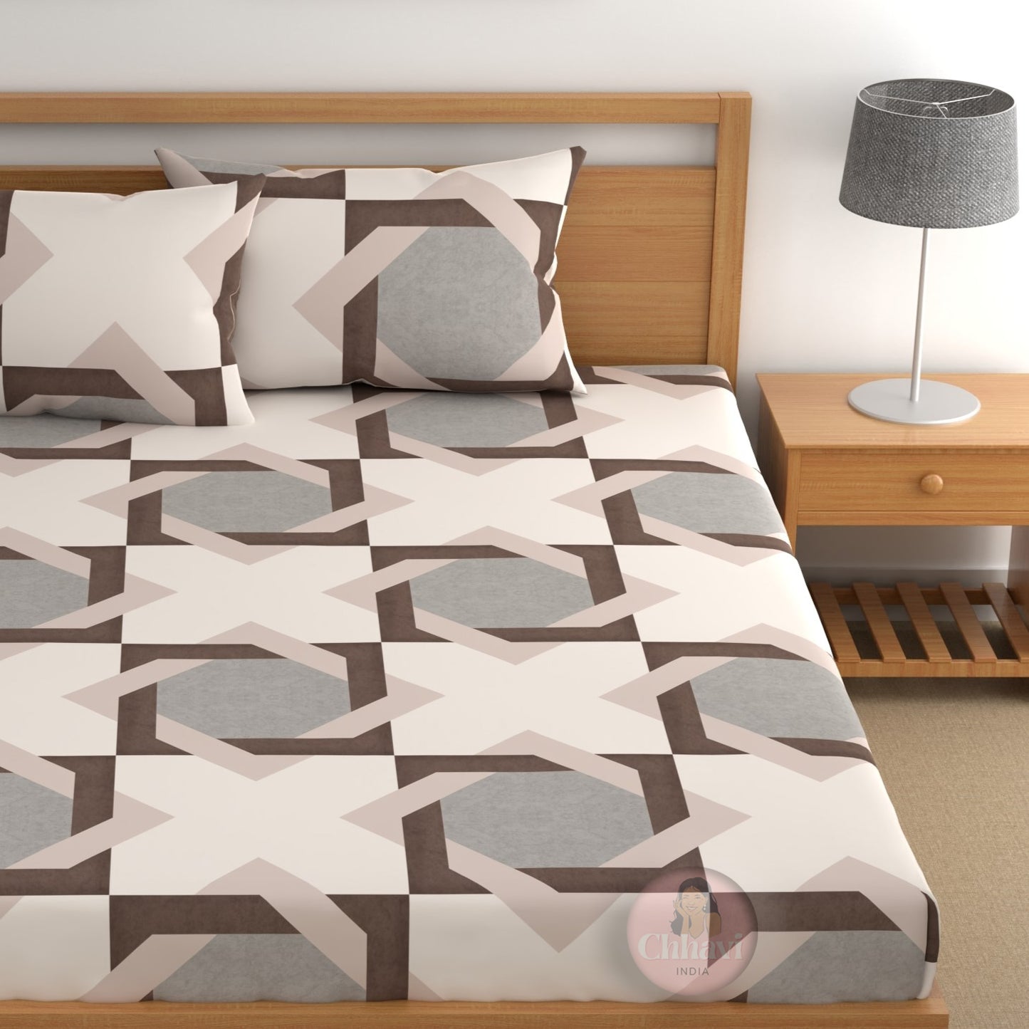 CHHAVI INDIA 210 TC Microfiber Printed Double Bedsheet With Pillow Covers