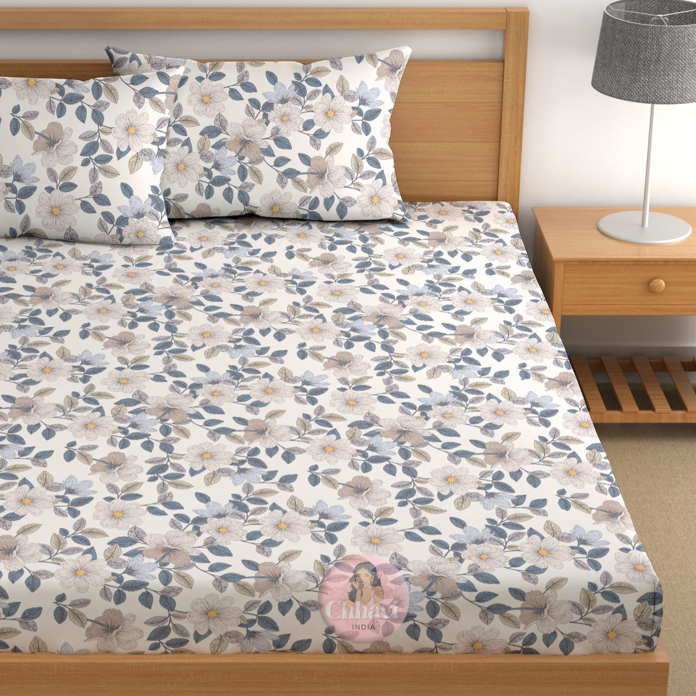 CHHAVI INDIA 210 TC Microfiber Printed Double Bedsheet With 2 Pillow Covers