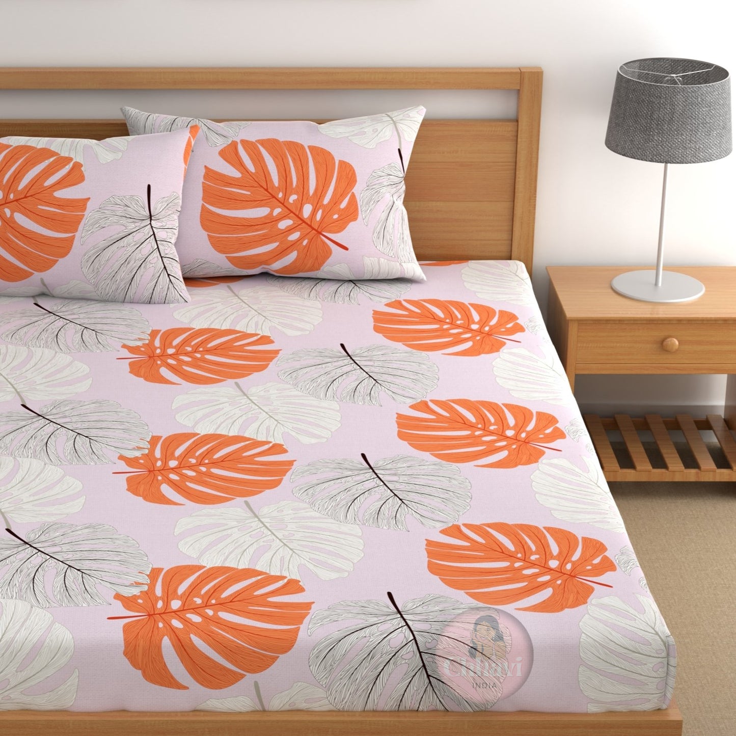 CHHAVI INDIA 210 TC Microfiber Printed Double Bedsheet With Pillow Covers