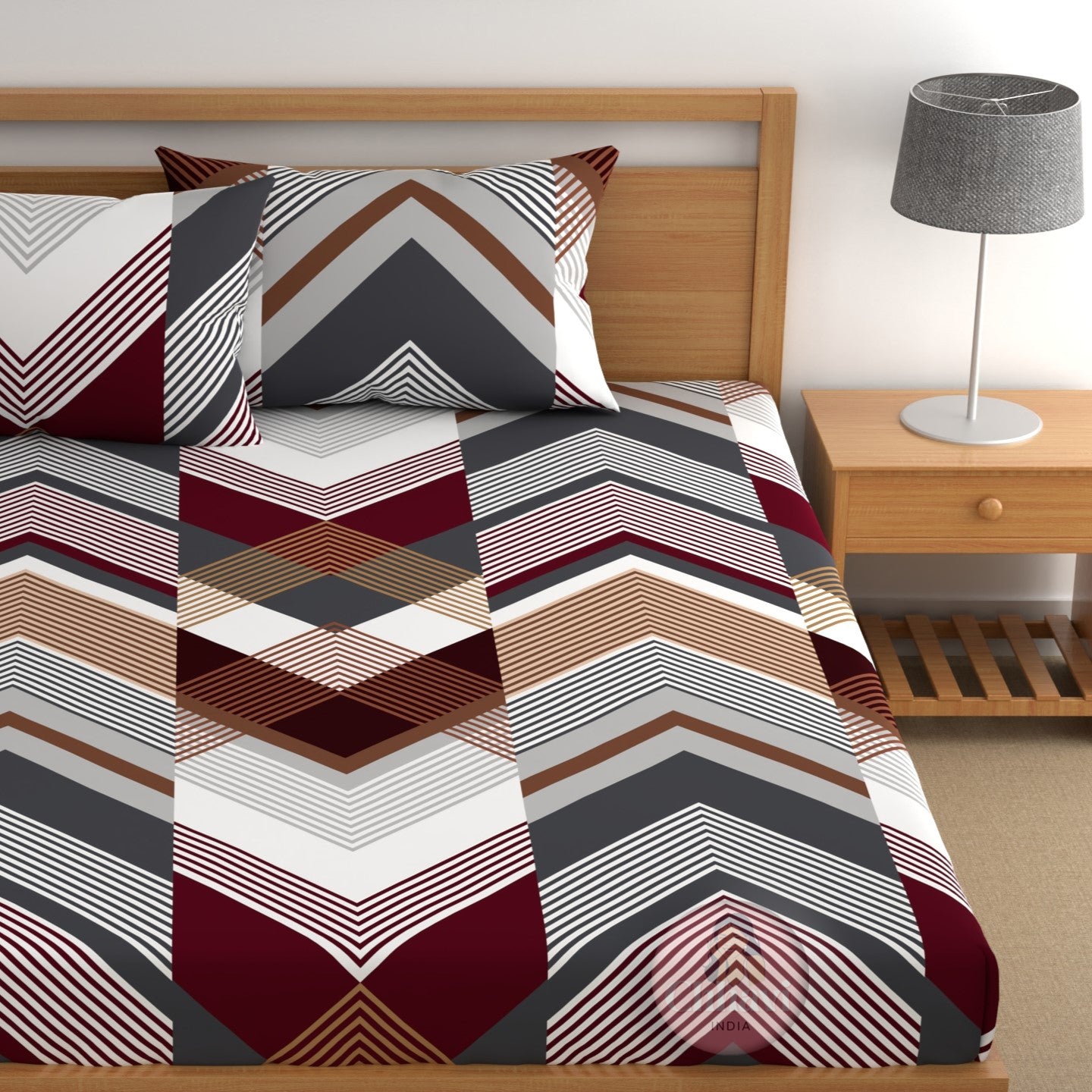 CHHAVI INDIA 210 TC Microfiber Printed Double Bedsheet With Pillow Covers