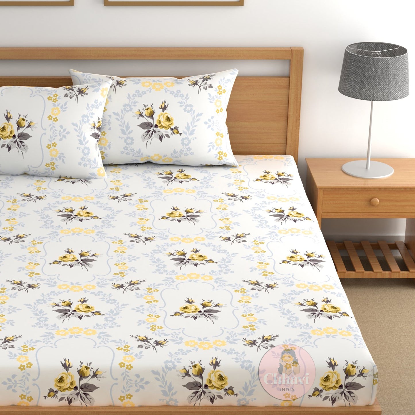 CHHAVI INDIA 210 TC Microfiber Printed Double Bedsheet With Pillow Covers