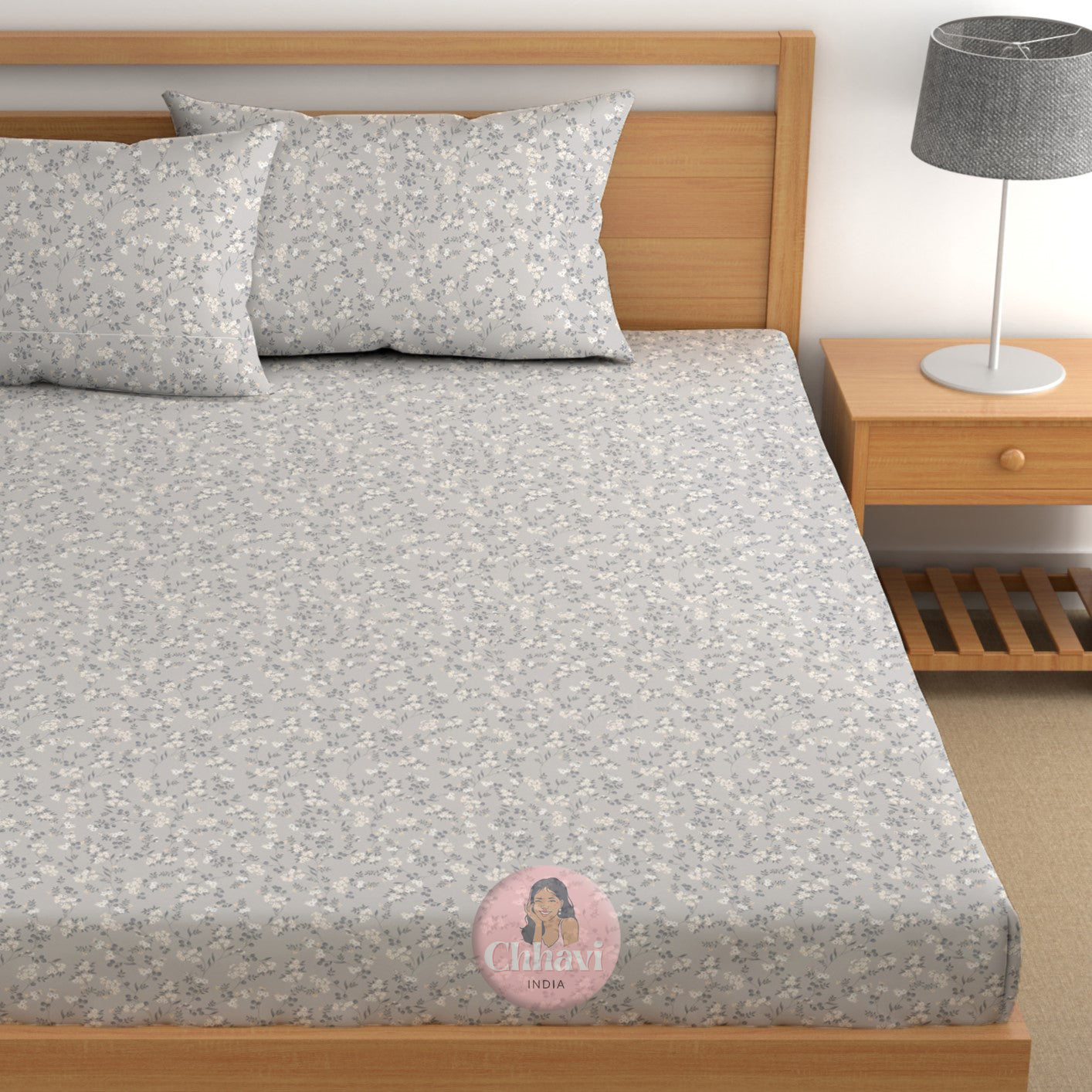 CHHAVI INDIA 210 TC Microfiber Printed King Size Bedsheet With Pillow Covers