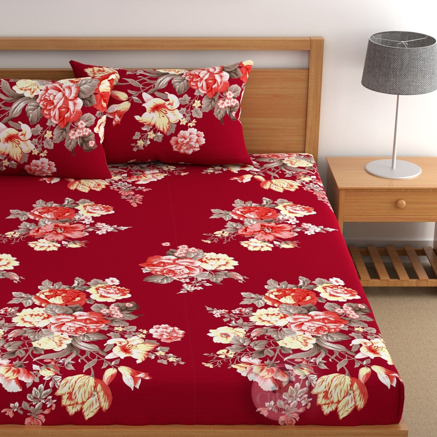 CHHAVI INDIA 210 TC Microfiber Printed Double Bedsheet With Pillow Covers