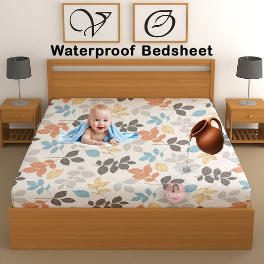 CHHAVI INDIA 210 TC Microfiber Waterproof Printed Fitted (Elastic) Bedsheet