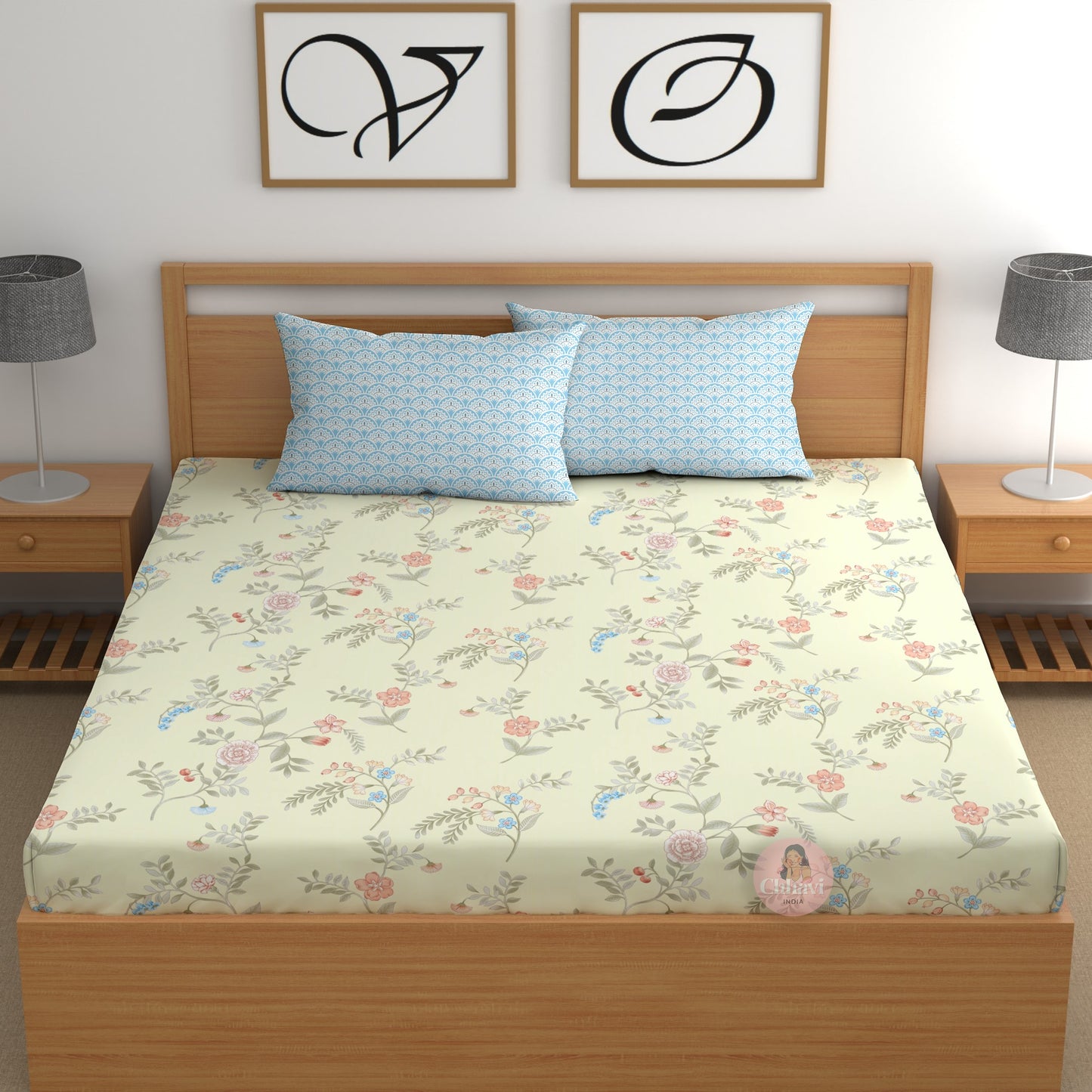 CHHAVI INDIA 210 TC Microfiber Printed King Size Bedsheet With Pillow Covers