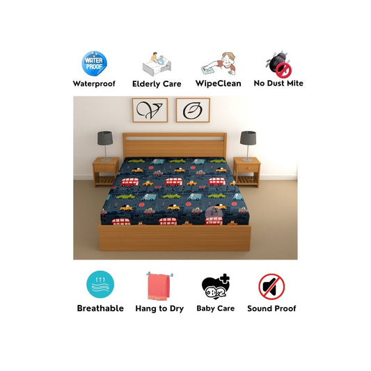 CHHAVI INDIA 210 TC Microfiber Waterproof Printed Fitted (Elastic) Bedsheet